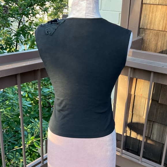 🔵 The Limited black vintage cotton sleeveless top tank sparkle cluster, S - Picture 5 of 8